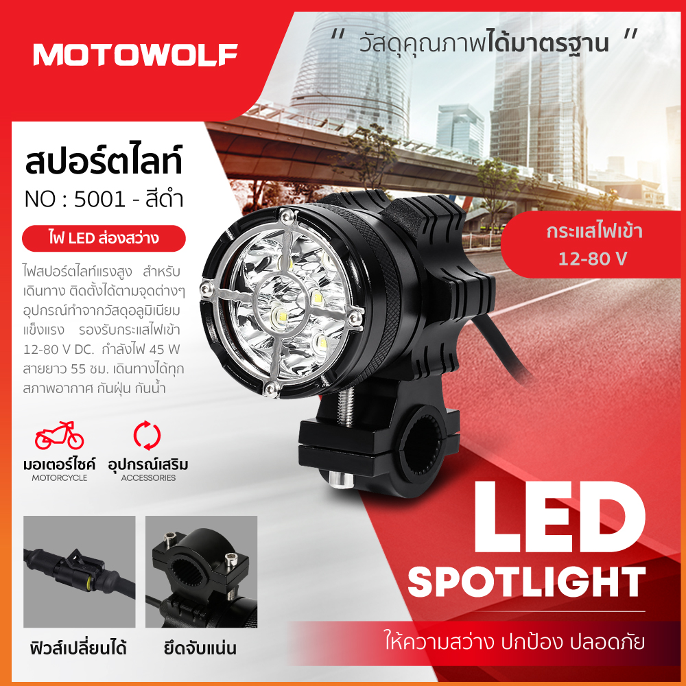 【MOTOWOLF】LED 外掛式照明燈 45W [5001]