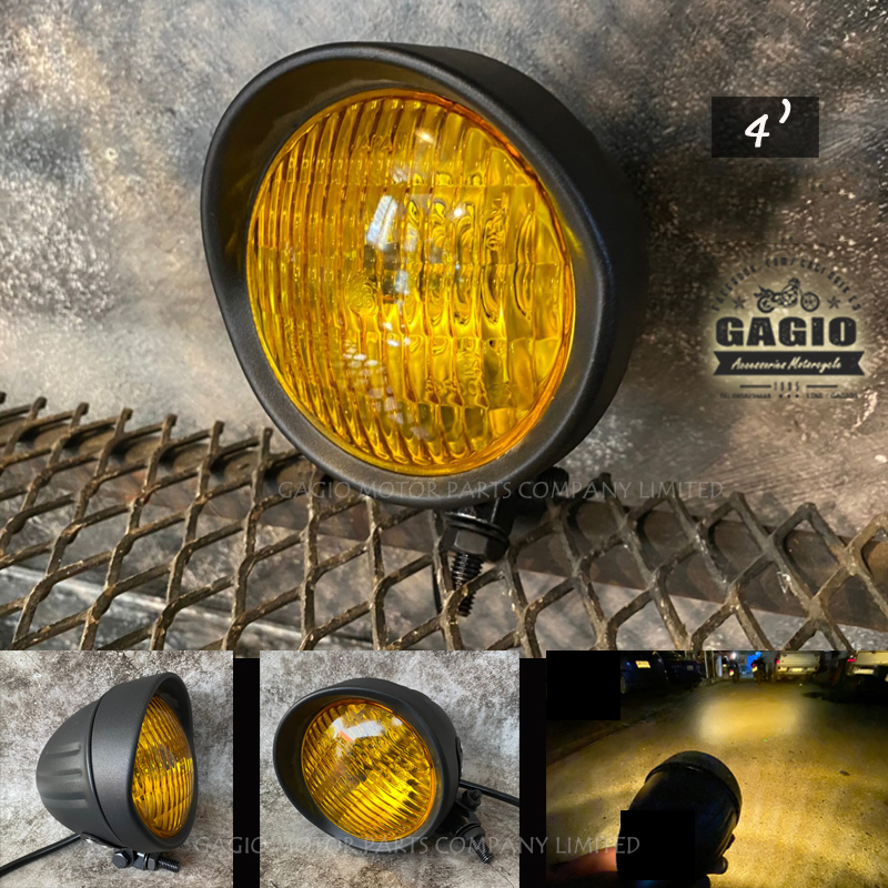 【GAGIO MOTOR PARTS】CAP 圓形頭燈 (黃光 / 4英吋)