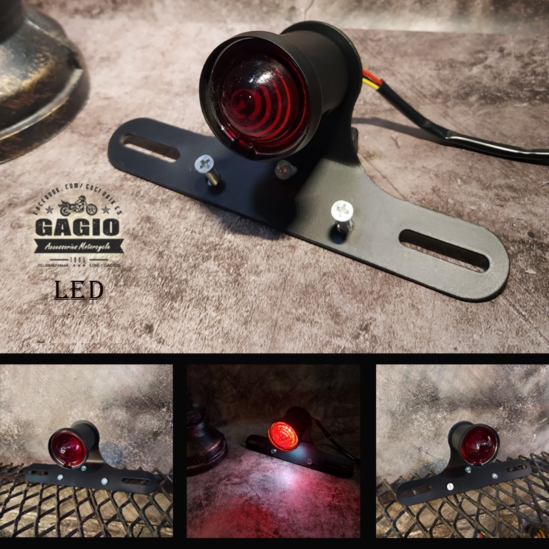 【GAGIO MOTOR PARTS】LED螺旋型圓柱尾燈 (黑色)